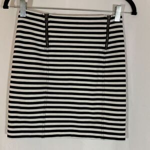 Sunday Best Black & White Striped Zipper Skirt